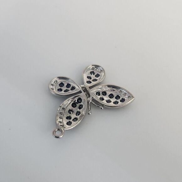 Beautiful 10k White Gold Sapphire And Diamond Pendant - Picture 8 of 9